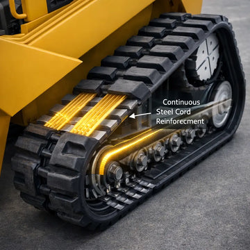Rubber Track Cross Section — Steel Cord, Guide Lugs, and Tread Layers