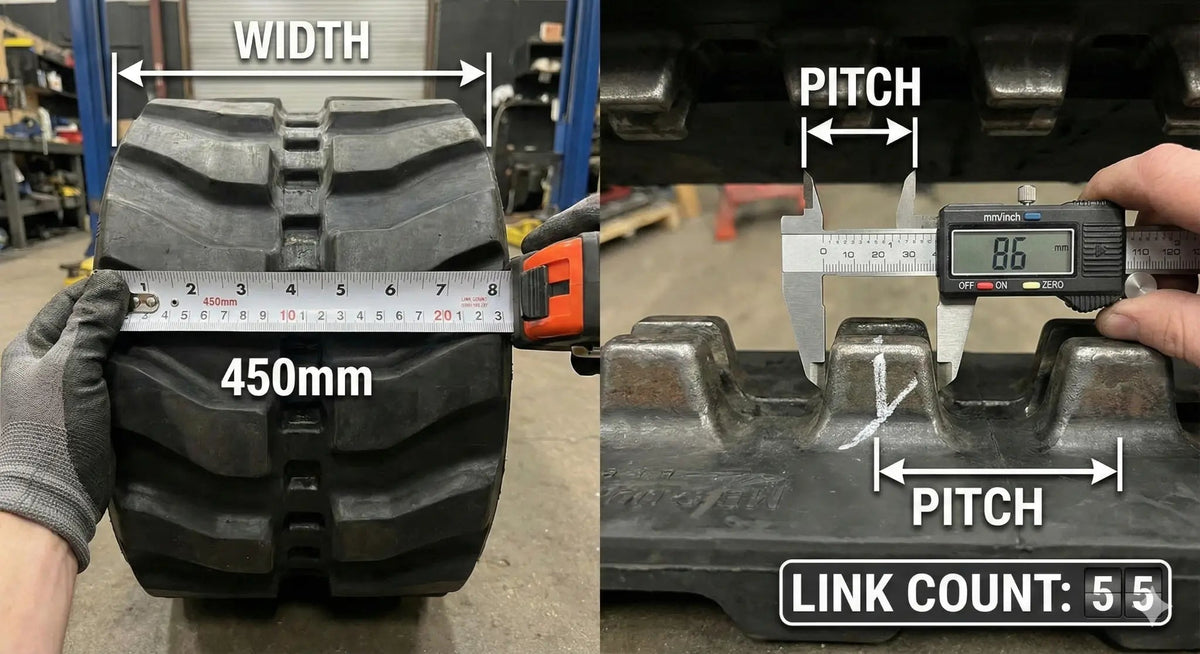 Rubber Track Sizes Explained: How to Read Width, Pitch, and Link Count