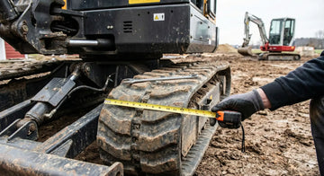 Measuring rubber track width for a compact track loader