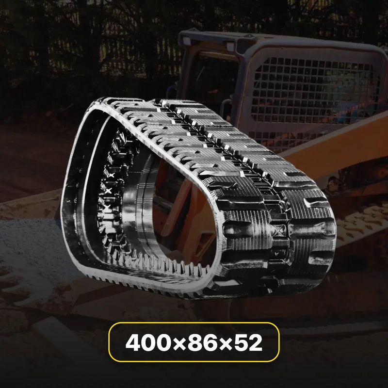 400x86x52 heavy-duty rubber track replacement for Kubota, Bobcat, and Wacker Neuson compact track loaders.
