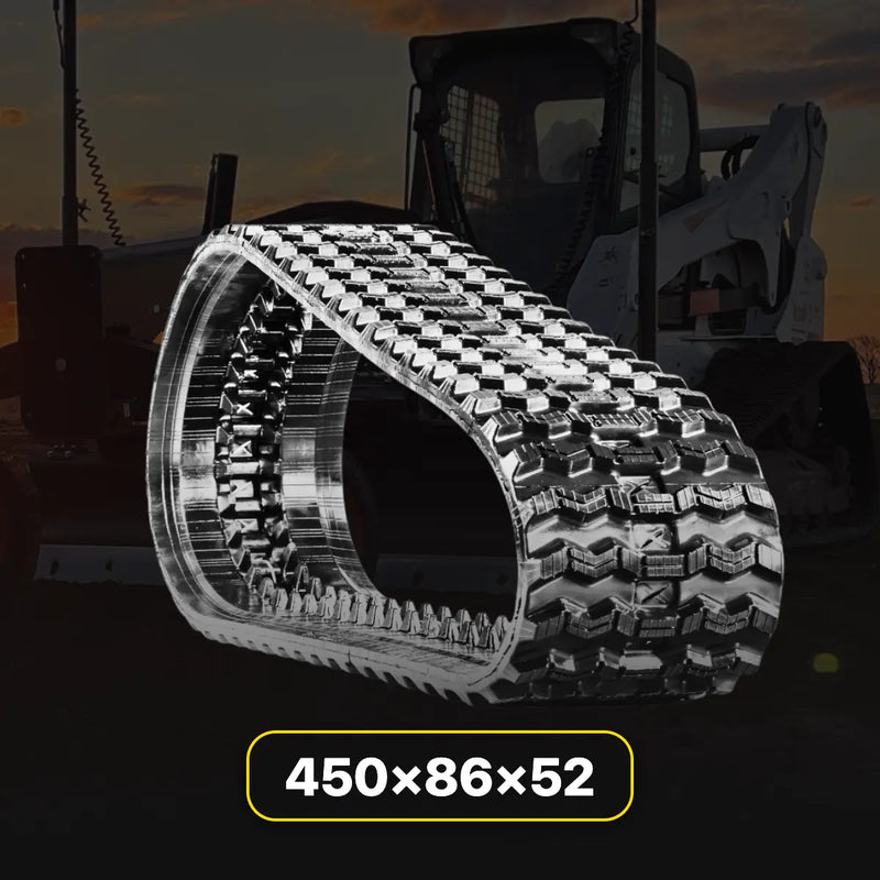 450x86x52 heavy-duty rubber track replacement for Bobcat T650, T630, and T200 compact track loaders.