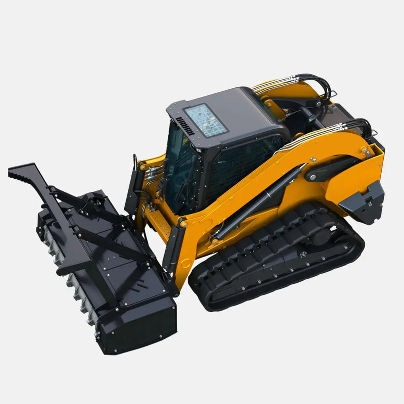 Case compact track loader with rubber tracks and front bucket