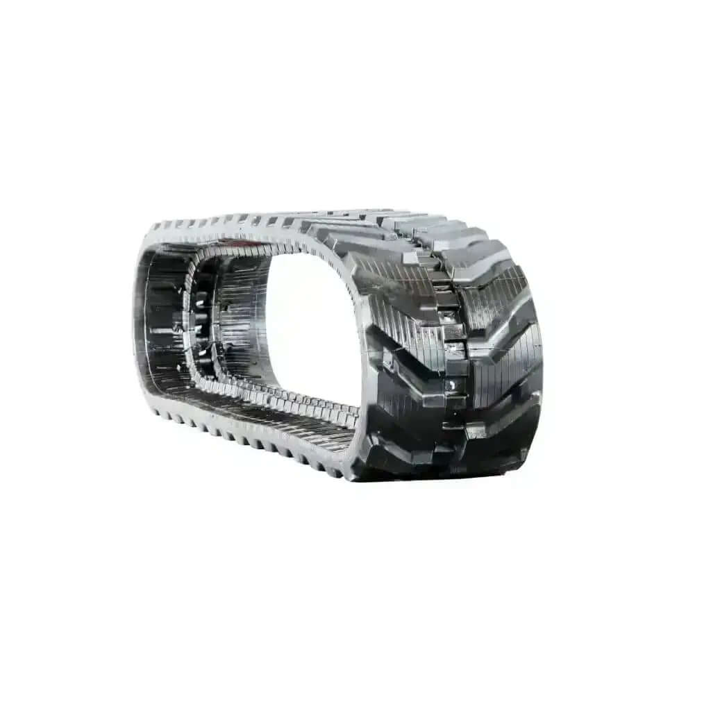 300mm mini excavator rubber track with heavy-duty tread on white background