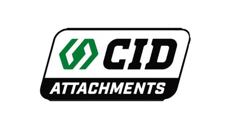 The logo for CID Attachments, featuring a green stylized 'C' icon next to the black text 'CID' and white text 'ATTACHMENTS' on a black and white badge with a black border, set against a plain white background.
