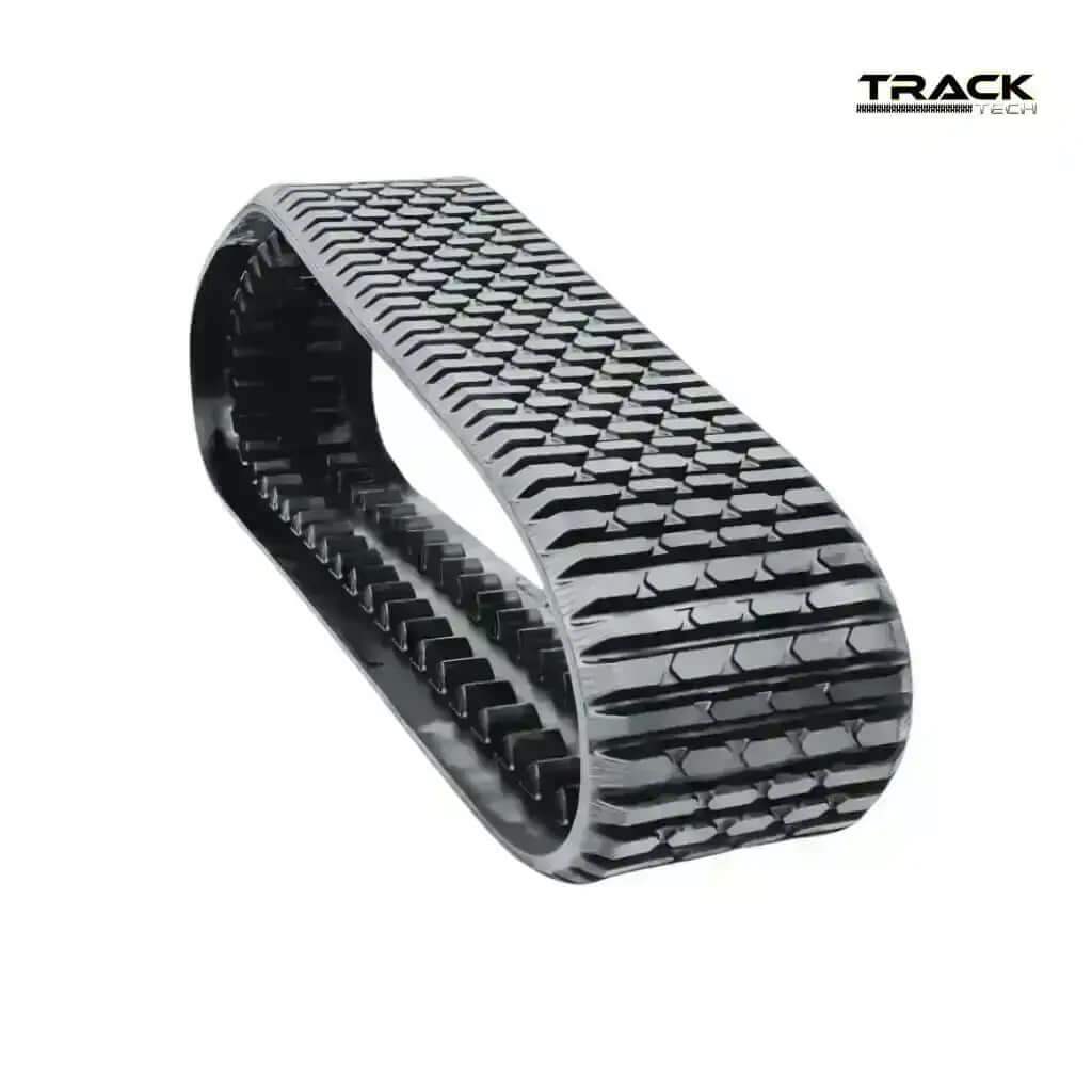 Black rubber multi-bar track for machinery, heavy equipment replacement part on white background