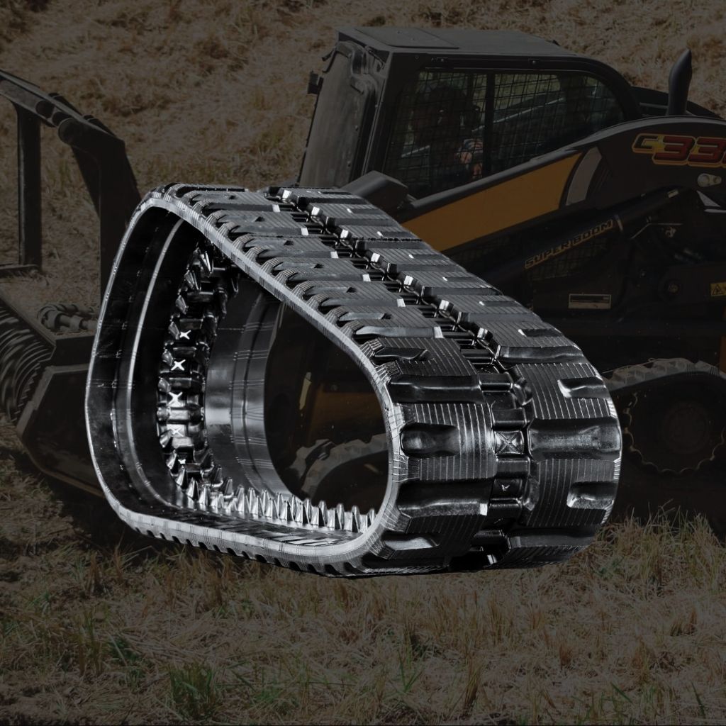 New Holland LT185.B rubber track — 450x86x55 C-Block pattern, steel-reinforced replacement track for reliable CTL traction and heavy-duty wear.