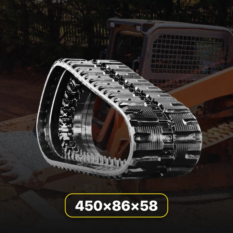 Heavy-duty 450x86x58 rubber track featuring a c-block tread pattern, for Kubota SVL97-2 compact track loader.