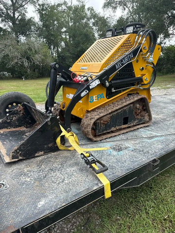 MX-MRT14 mini skid with TrackTECH 180x72x37 C-Block tracks — trailer install.