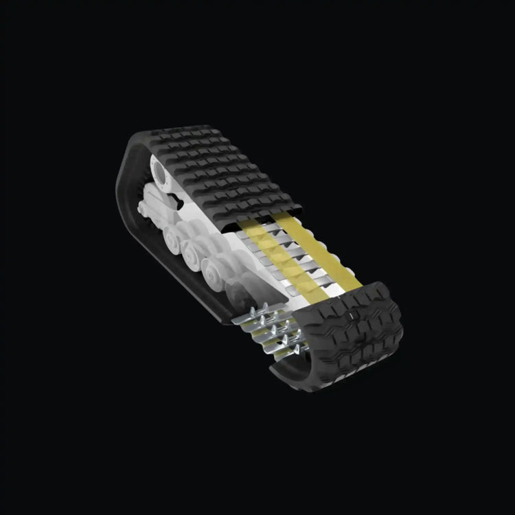 Premium Aftermarket rubber track built for contractor-grade use – profile view