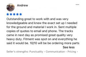 TrackTECH customer review for rubber tracks and equipment parts - image 9
