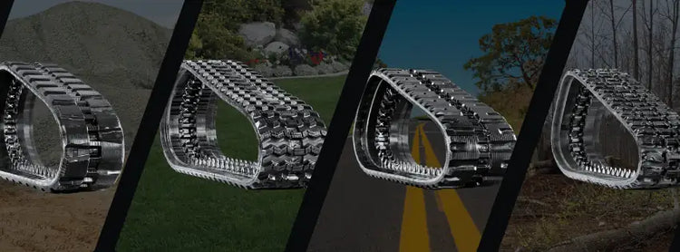 Rubber track tread pattern – construction-grade lug geometry – undercarriage angle