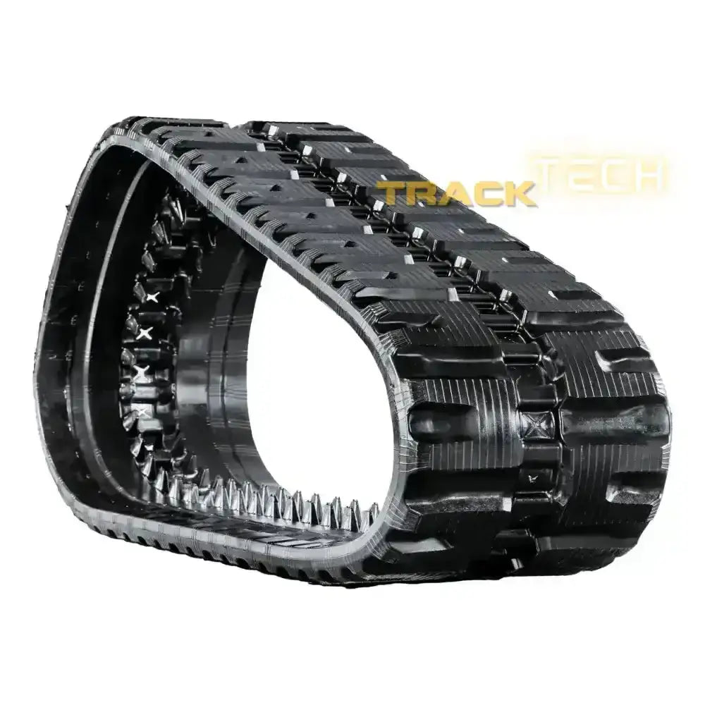 Black rubber track for Takeuchi TL140 with robust tread pattern and internal drive lugs