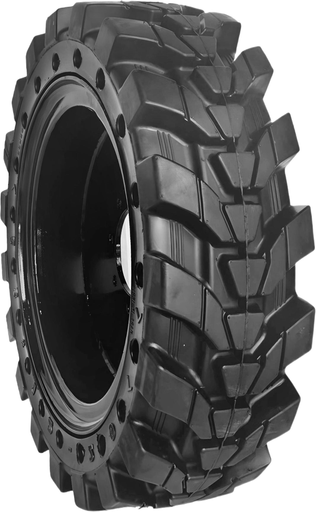 12-16.5 Left Mounted 1-Row Aperture R-4 Solid Rubber Tire