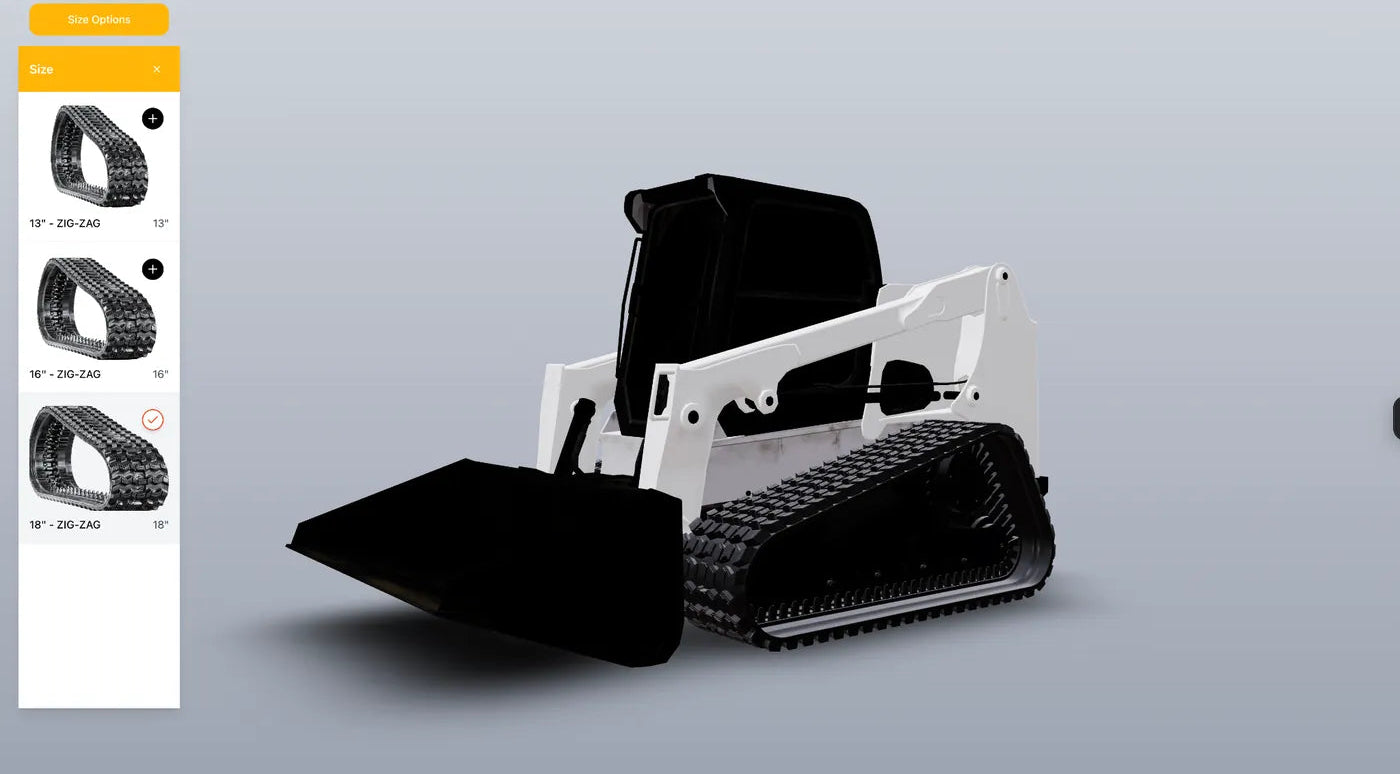 Preview of the TrackTECH 3D rubber track fitment builder
