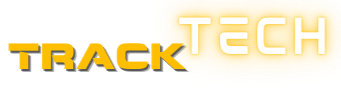 Track Tech logo in yellow on a black background