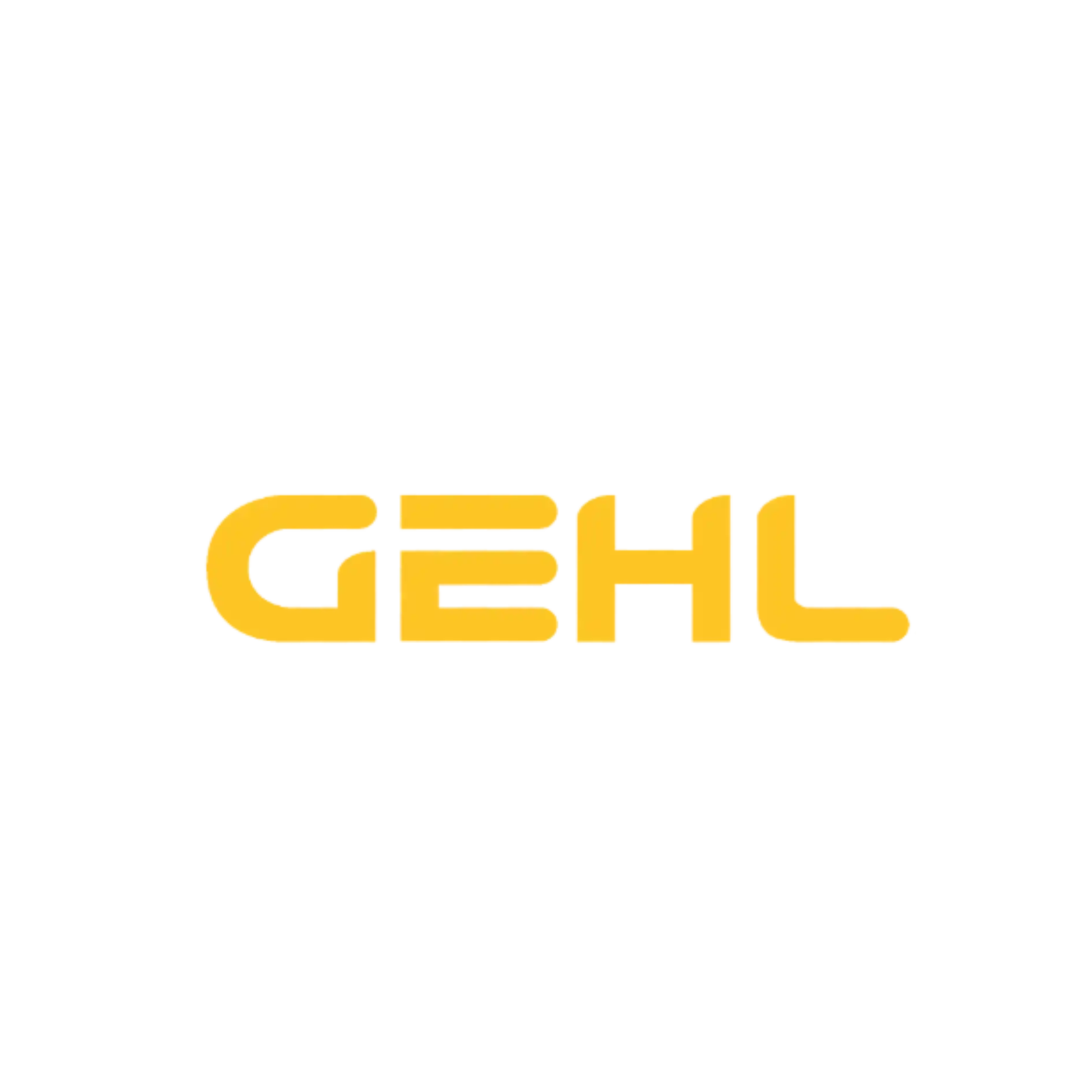 A yellow and gray ’GEHL’ logo.